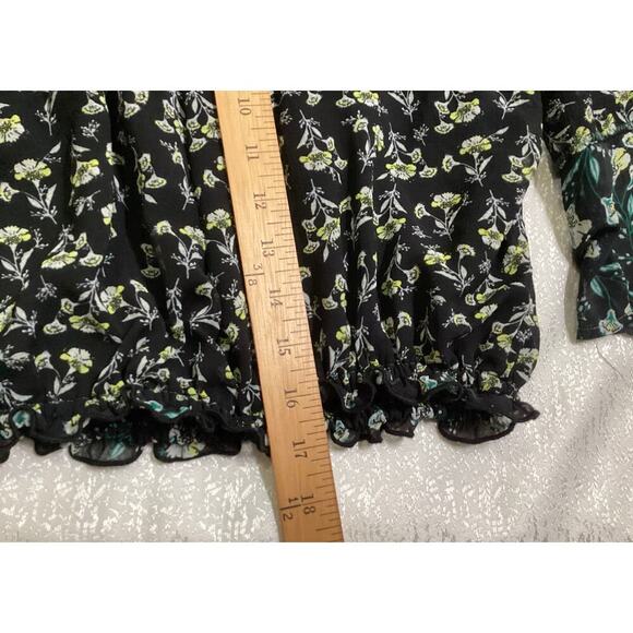 Free People Women's Black Rose Valley Off The Shoulder Bell Sleeve Crop Blouse M - Picture 5 of 7